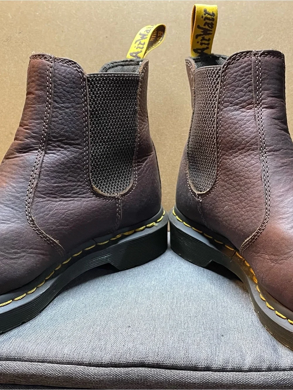 Dr. Martens Men’s Brown Leather Chukka Boots with Yellow Stitching